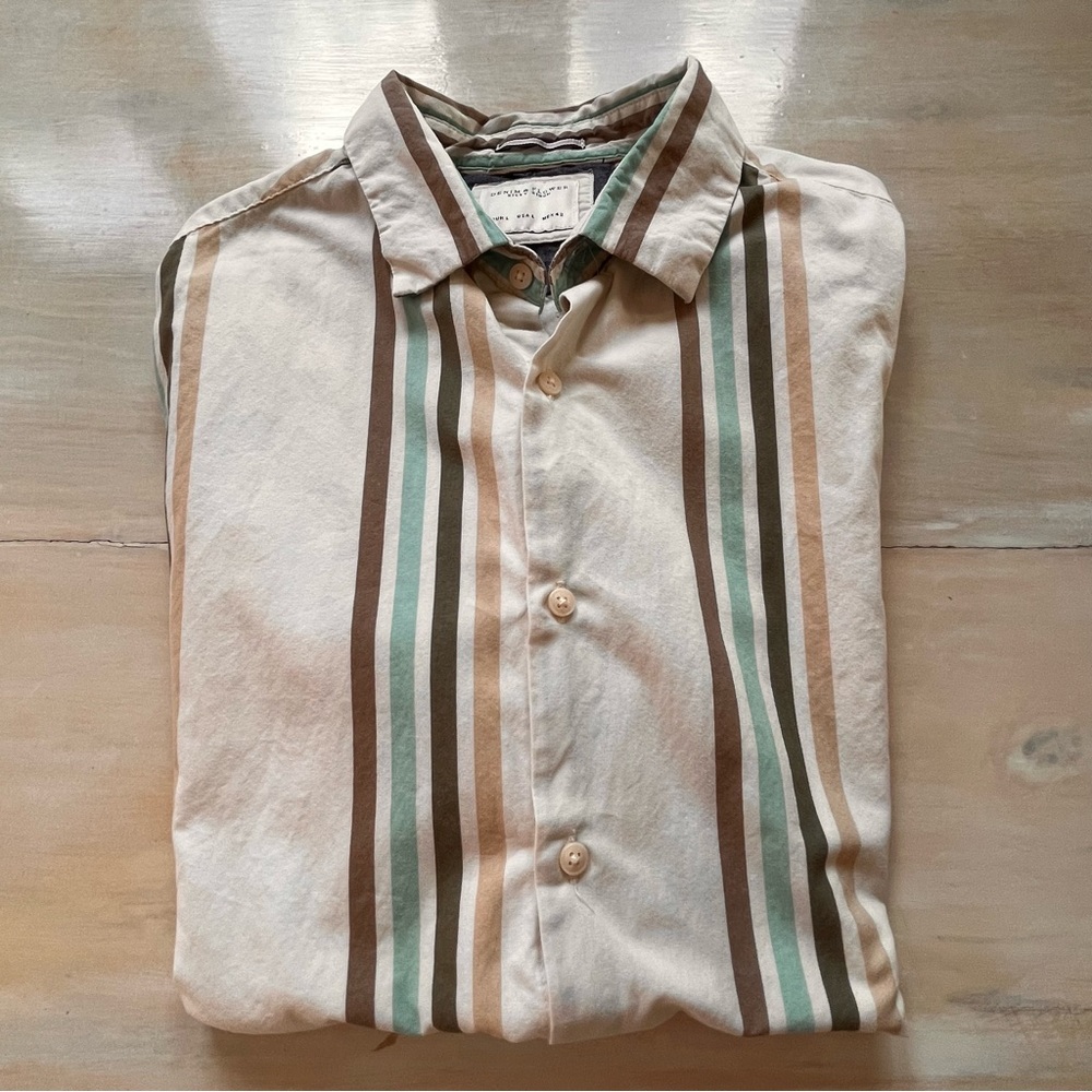 Denim & Flower Cream and Brown Striped Shirt